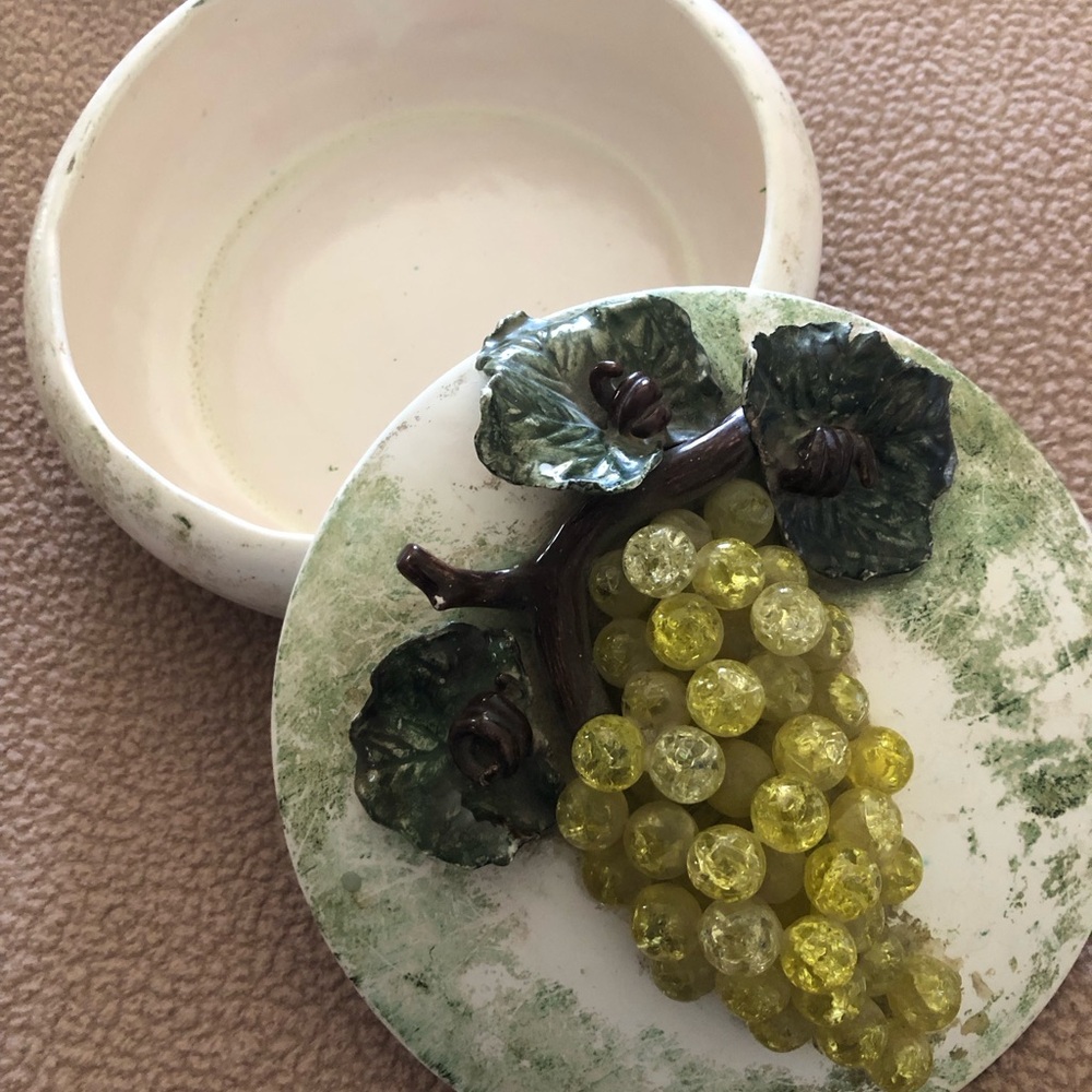 Vintage Mid Century  Grape Decorative Trinket Box with Lid